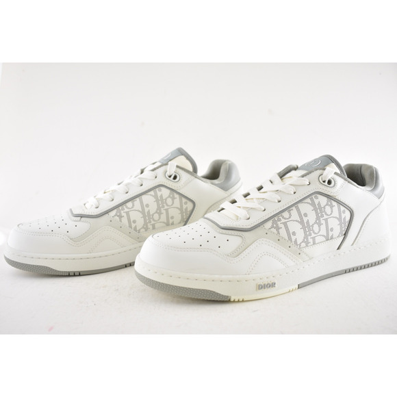 Dior Mens B27 White Grey Leather Low Top Lace Up Flat Trainer Sneakers 44 11 - Picture 11 of 13